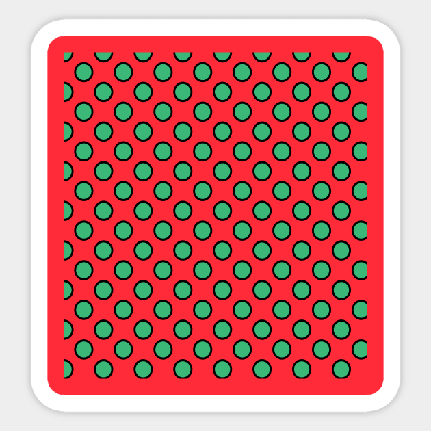 Pattern Green Circles Red background Nice Gift for lovers Sticker by Razan4U